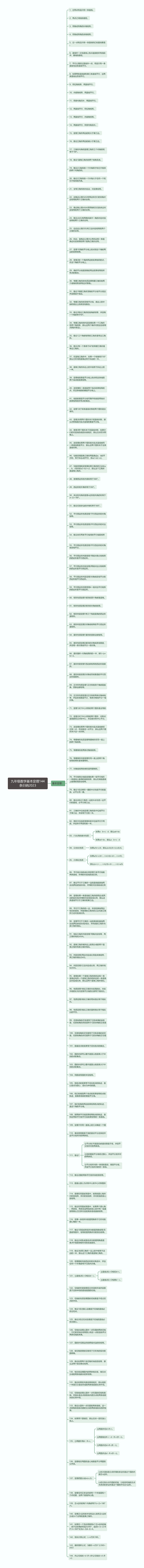 九年级数学基本定理144条归纳2023