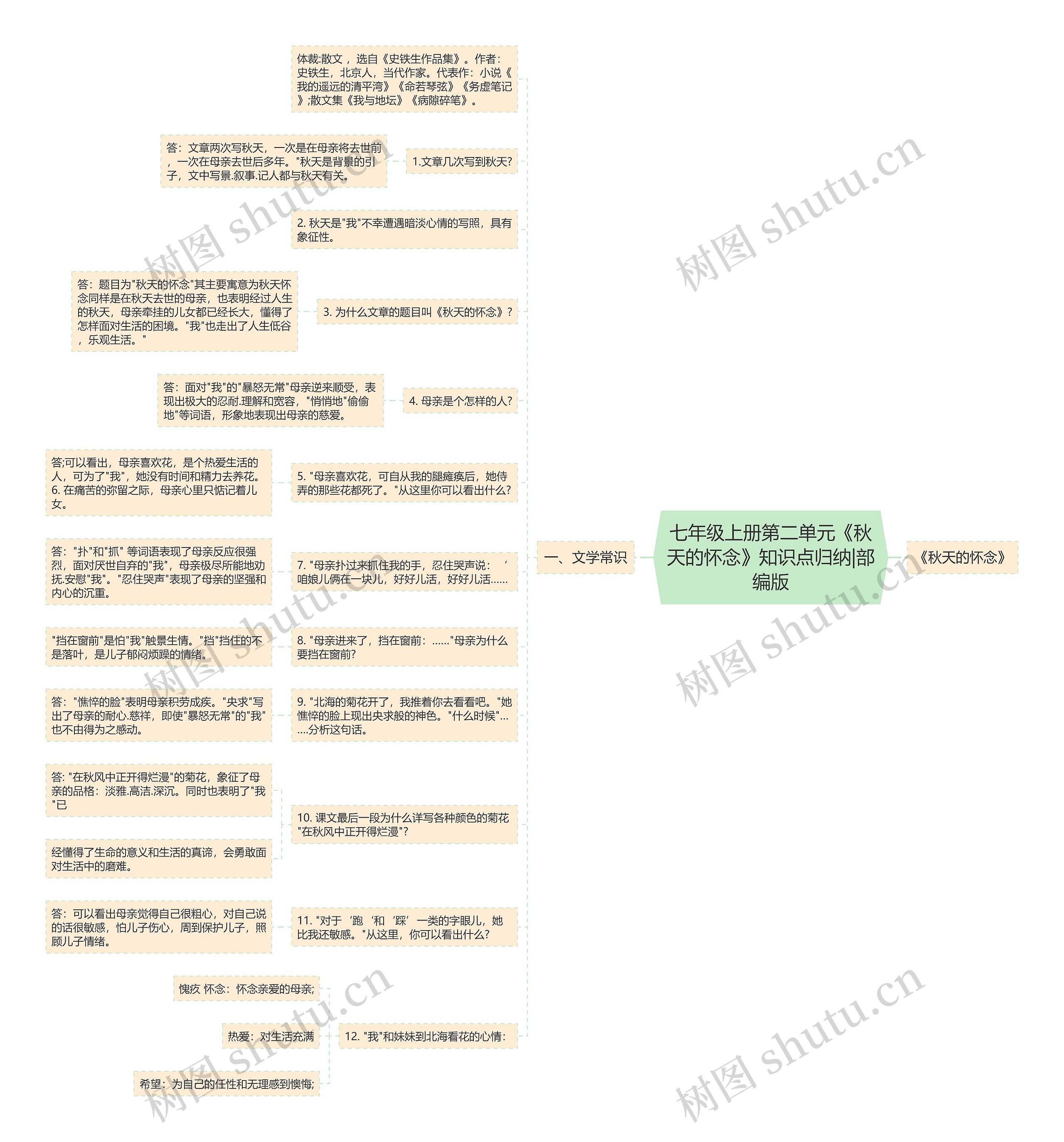 七年级上册第二单元《秋天的怀念》知识点归纳|部编版