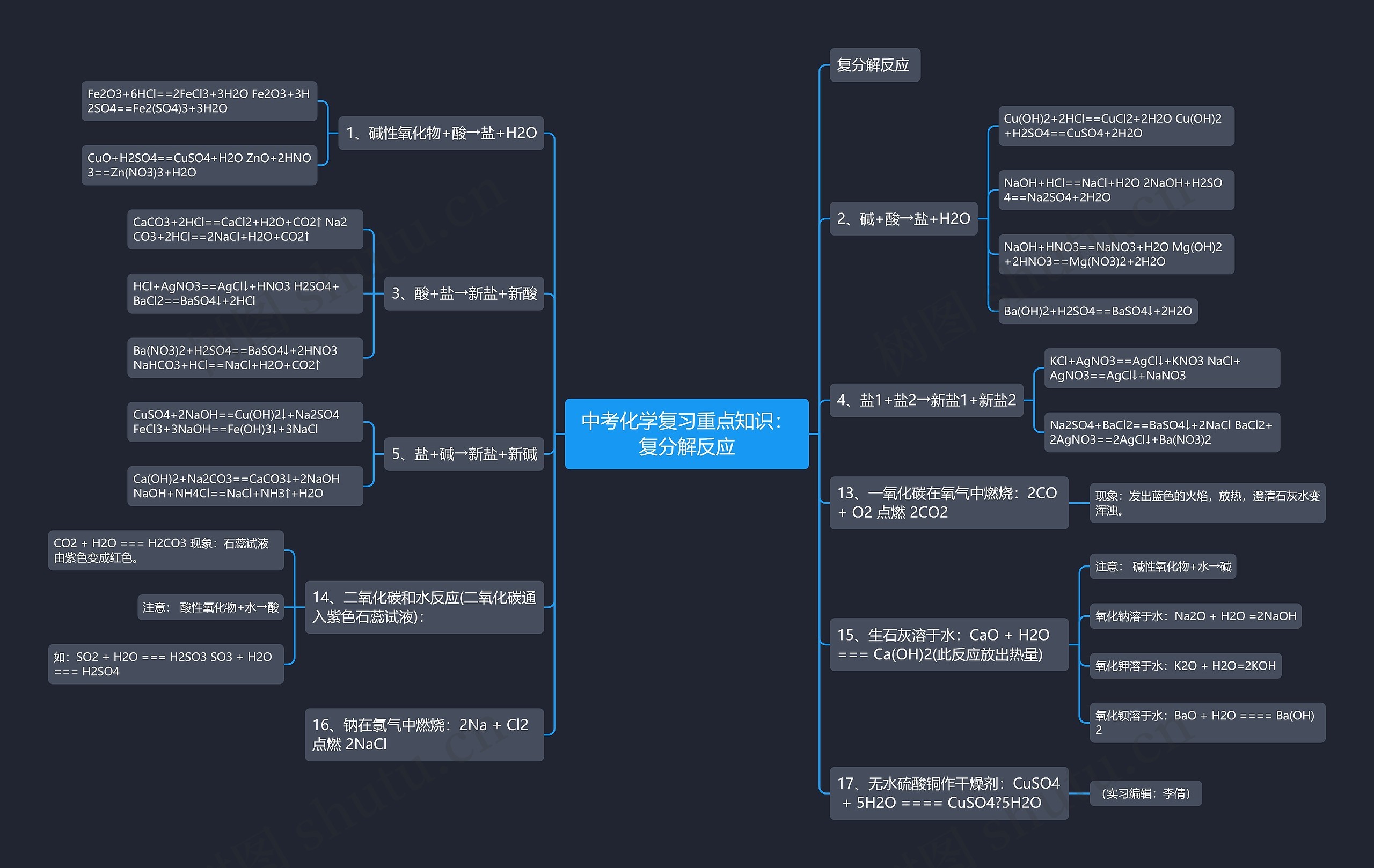 中考化学复习重点知识：复分解反应思维导图