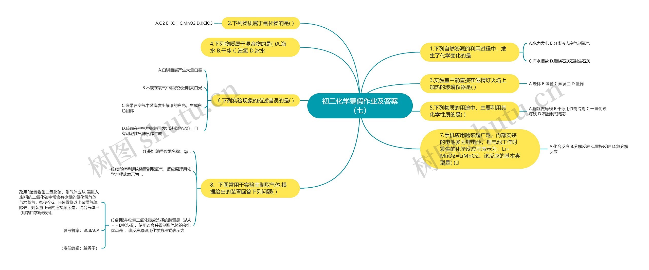 初三化学寒假作业及答案（七）