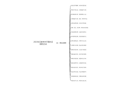 2023初三数学关于圆的证明歌|口诀