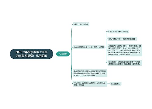 2022七年级浙教版上册第四章复习提纲：几何图形