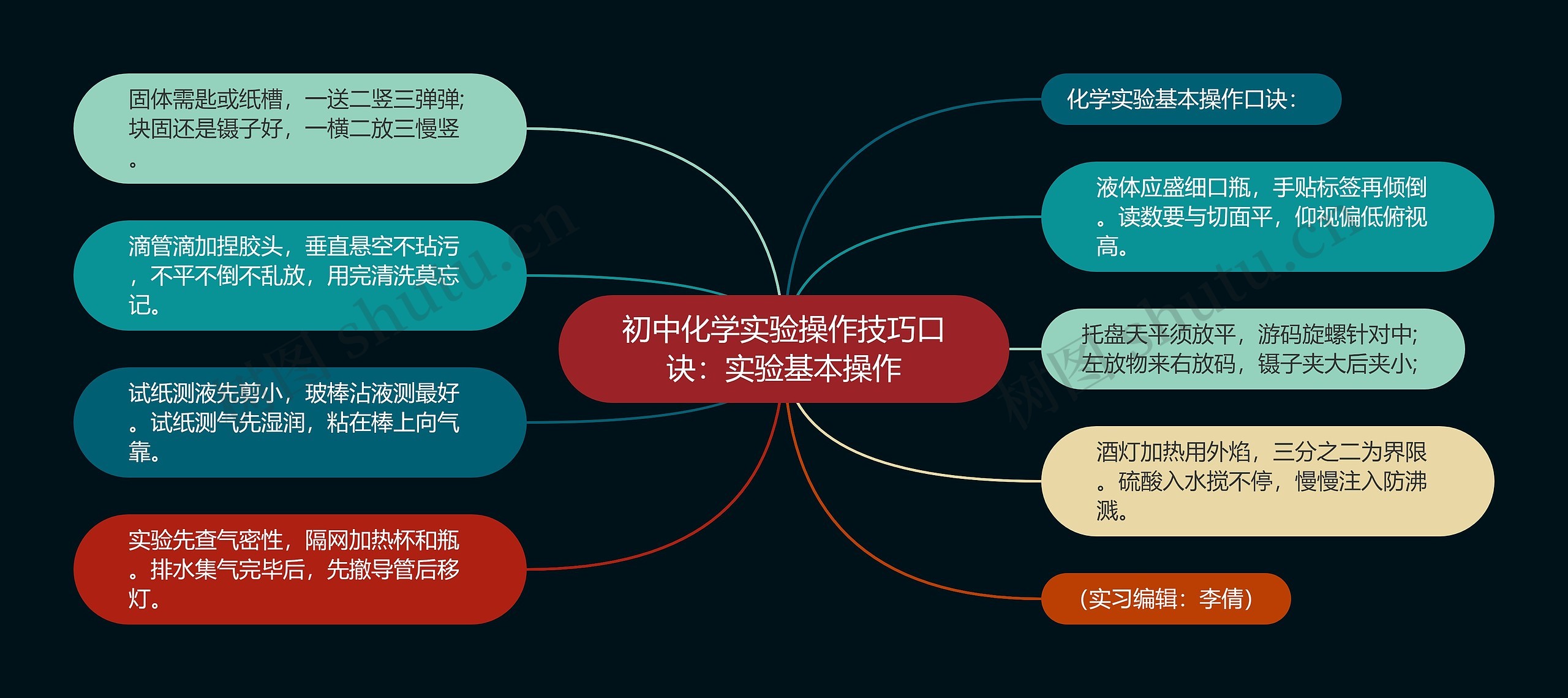 初中化学实验操作技巧口诀：实验基本操作思维导图