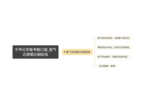 中考化学备考顺口溜_氢气还原氧化铜实验