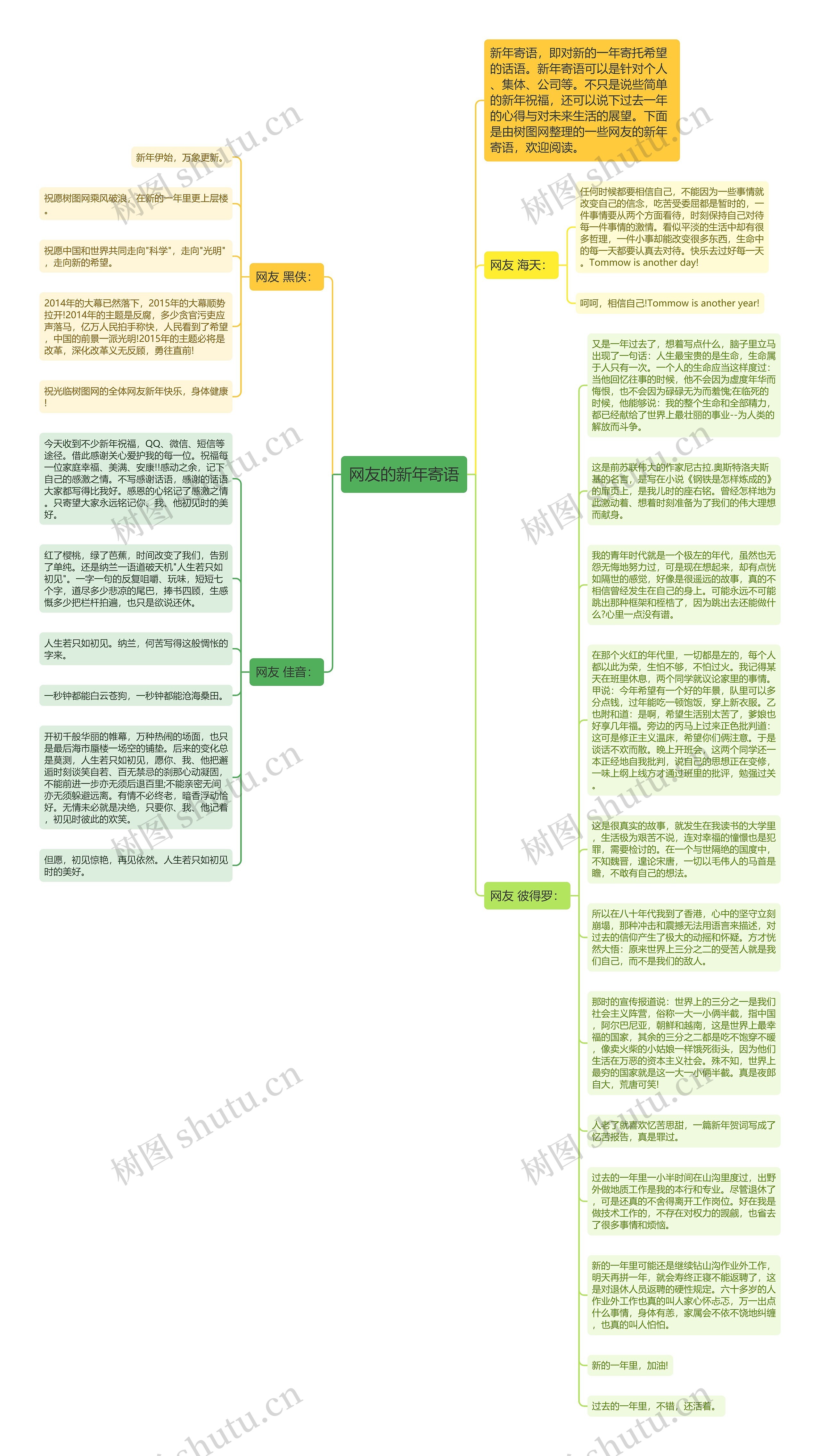 网友的新年寄语思维导图