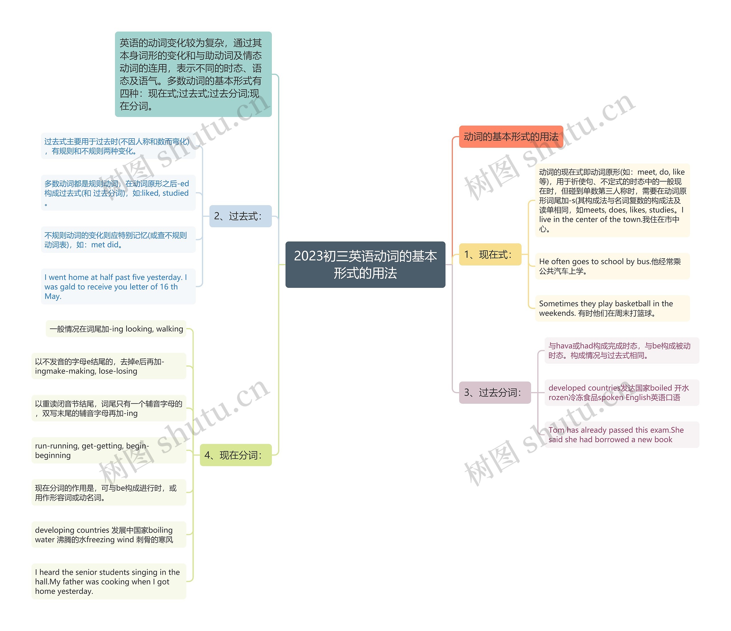 2023初三英语动词的基本形式的用法思维导图