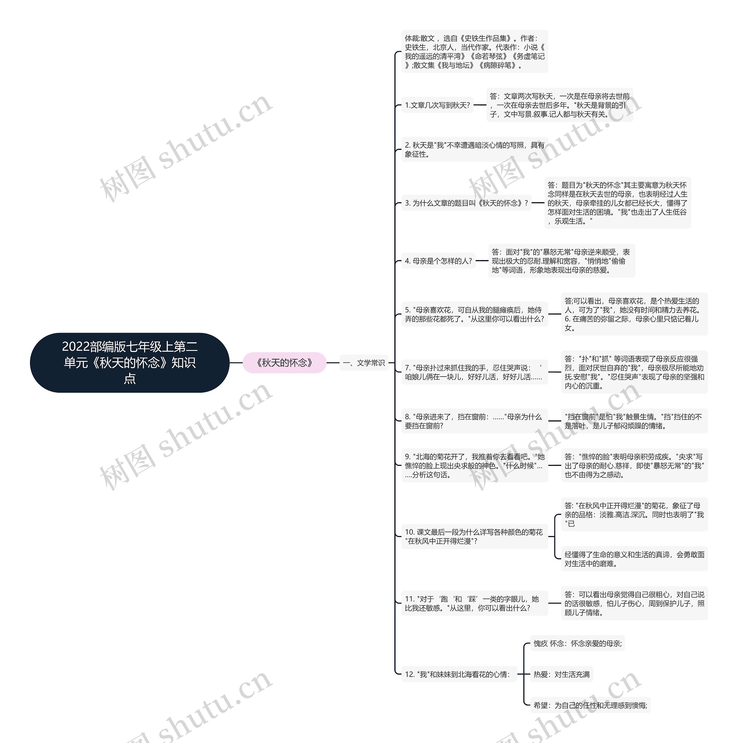 2022部编版七年级上第二单元《秋天的怀念》知识点