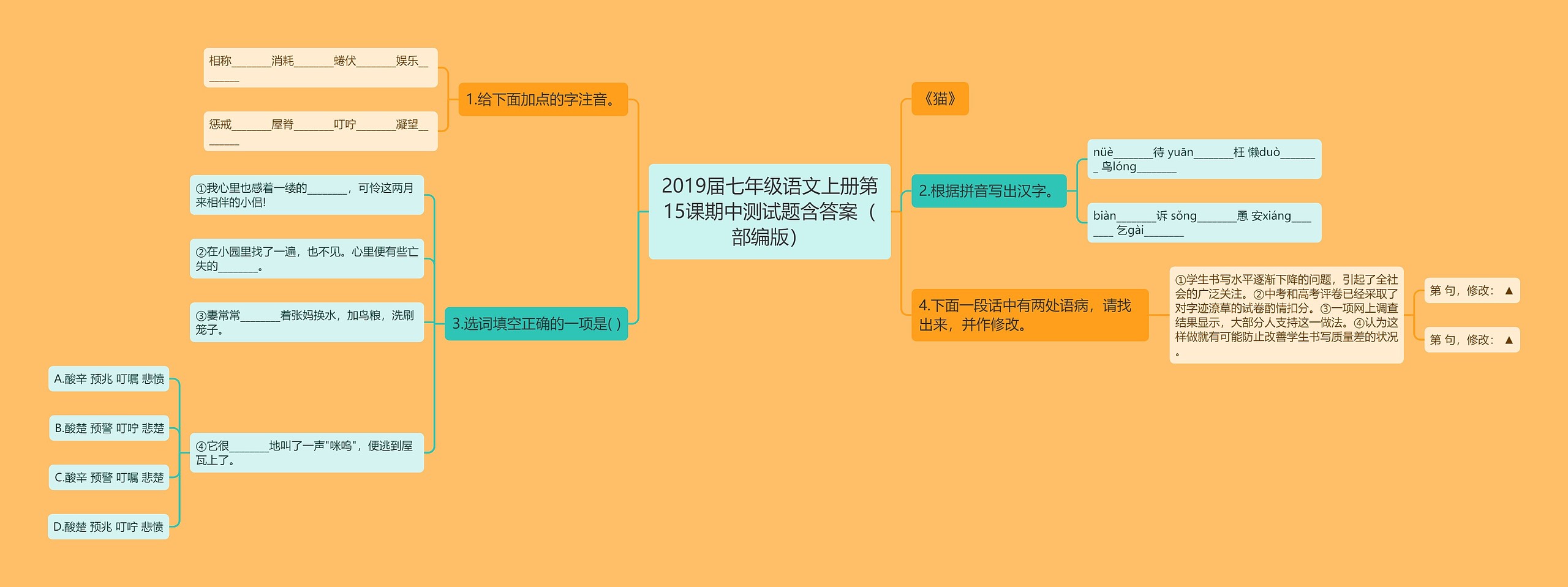 2019届七年级语文上册第15课期中测试题含答案（部编版）