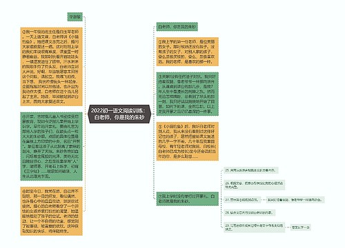 2022初一语文阅读训练：白老师，你是我的朱砂