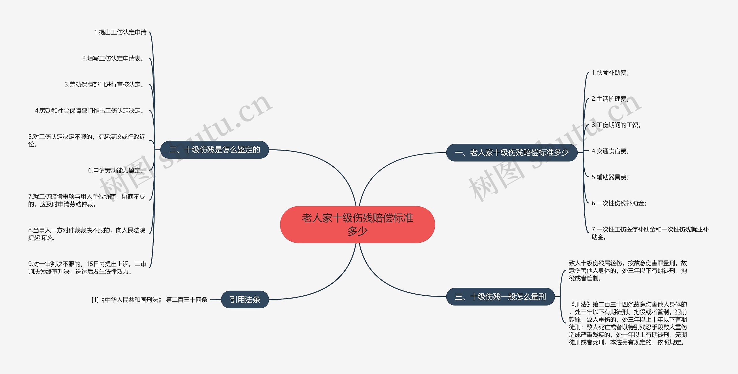 老人家十级伤残赔偿标准多少思维导图