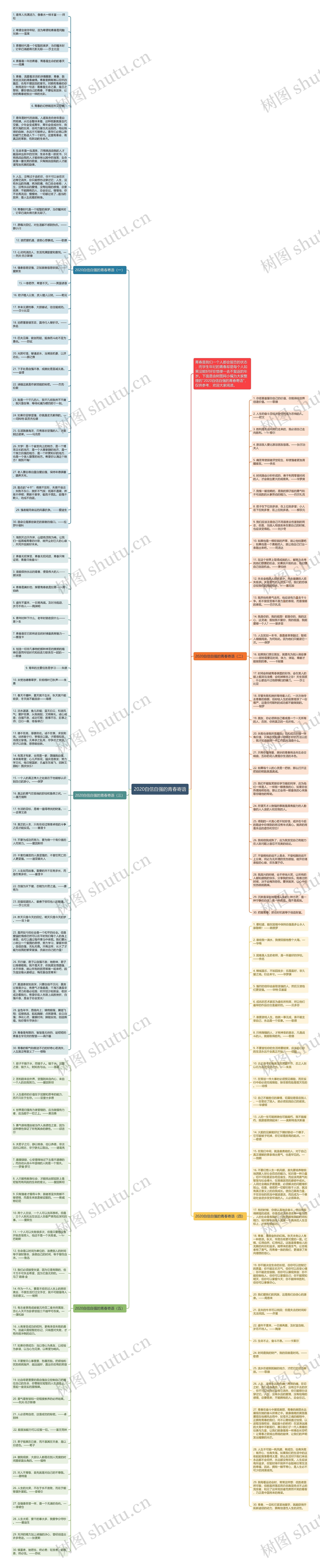 2020自信自强的青春寄语思维导图