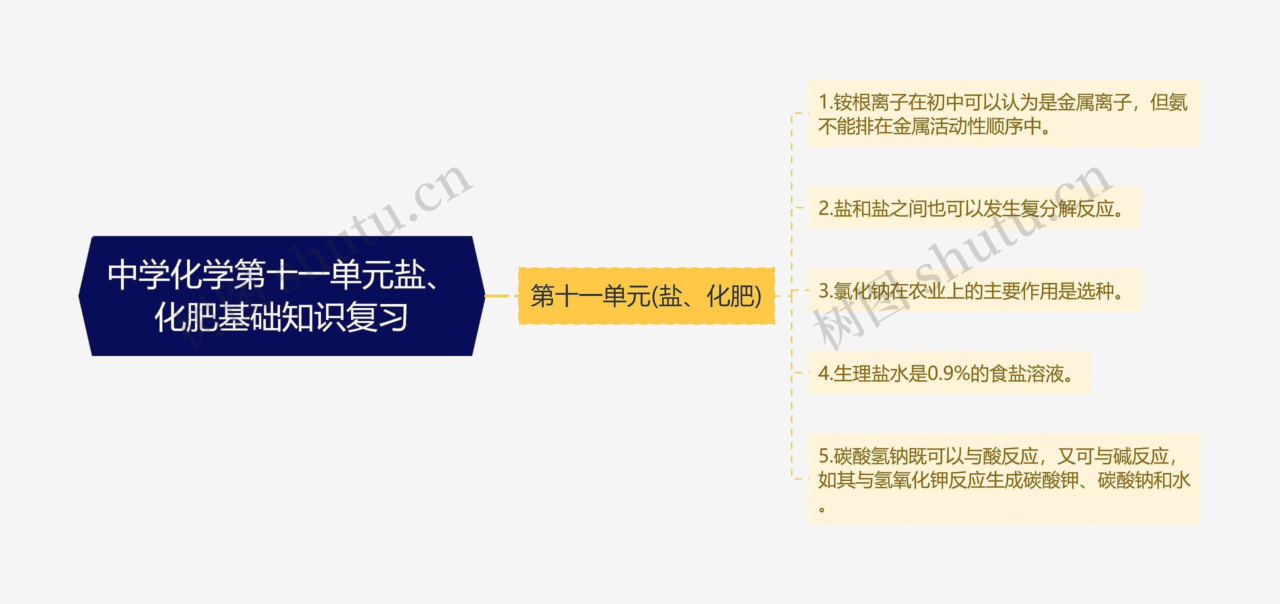 中学化学第十一单元盐、化肥基础知识复习思维导图