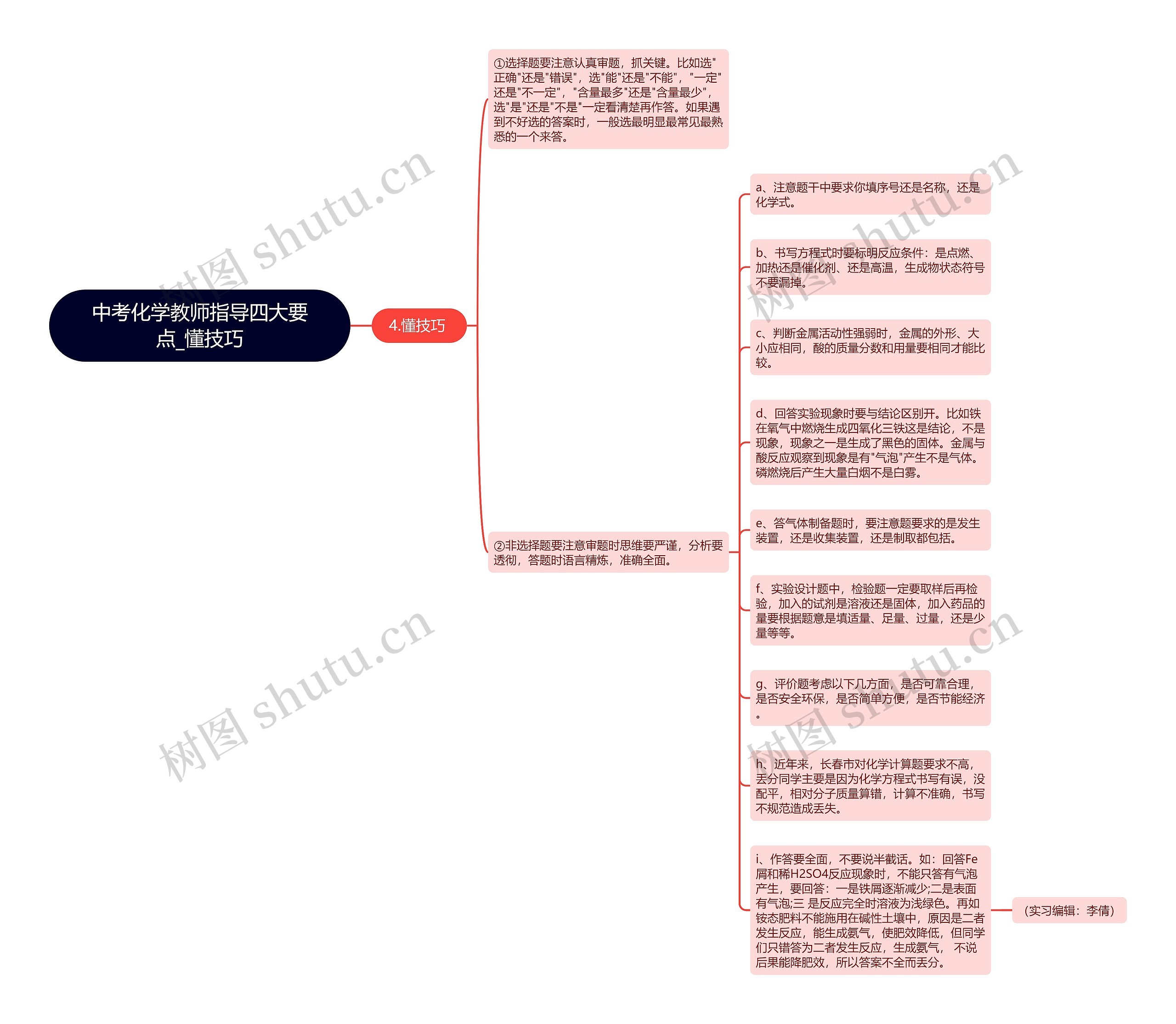 中考化学教师指导四大要点_懂技巧思维导图