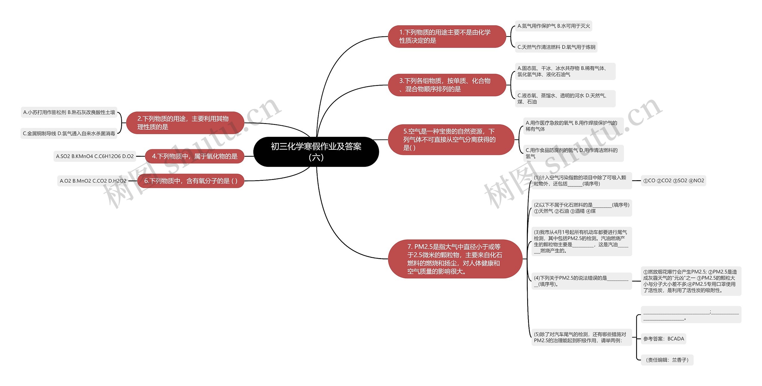 初三化学寒假作业及答案（六）