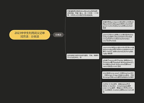 2023中学生利用词义记单词方法：分类法