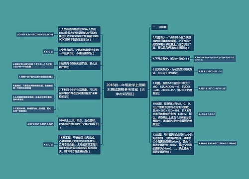 2018初一年级数学上册期末测试题附参考答案（天津市河西区）