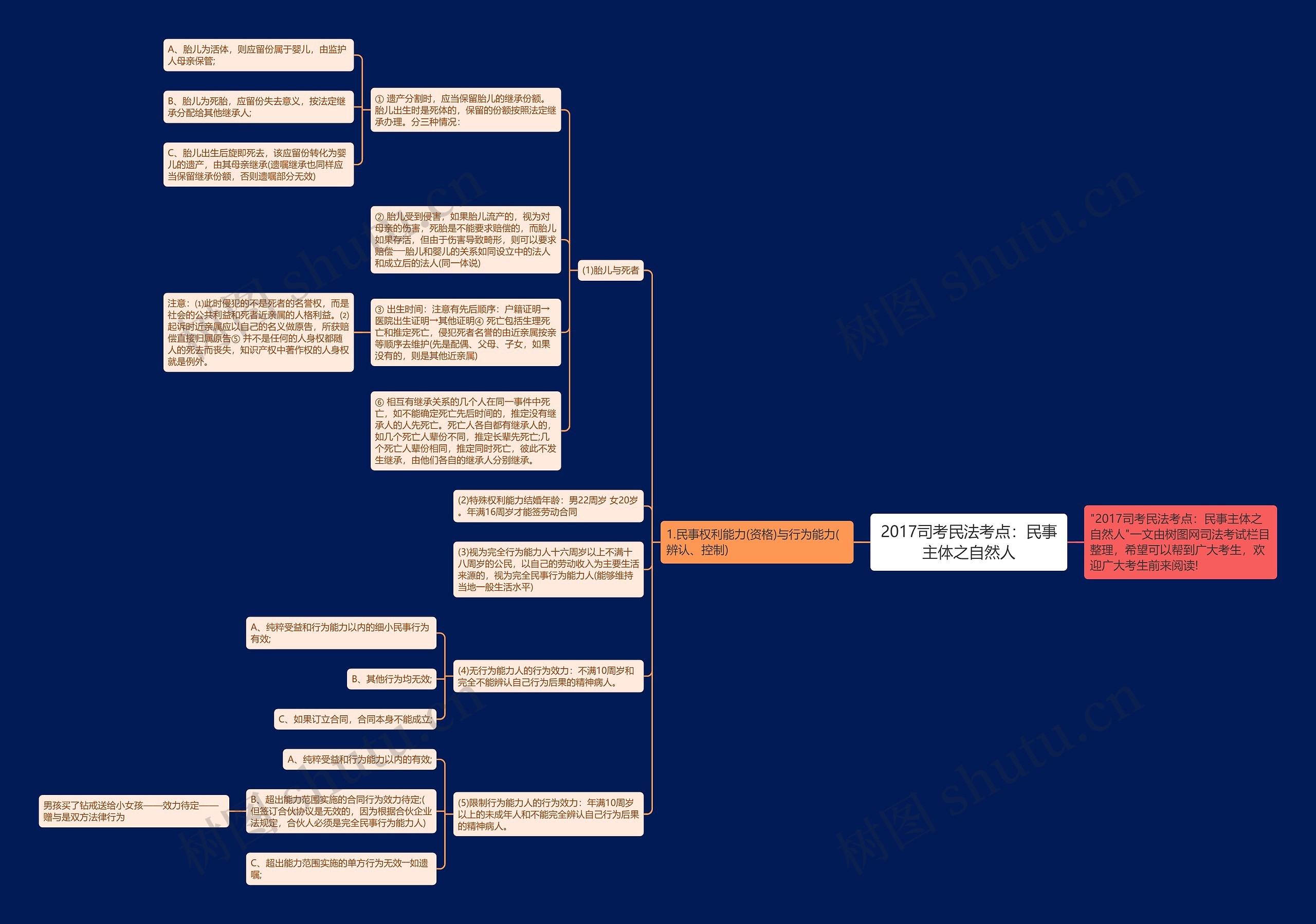 2017司考民法考点：民事主体之自然人思维导图