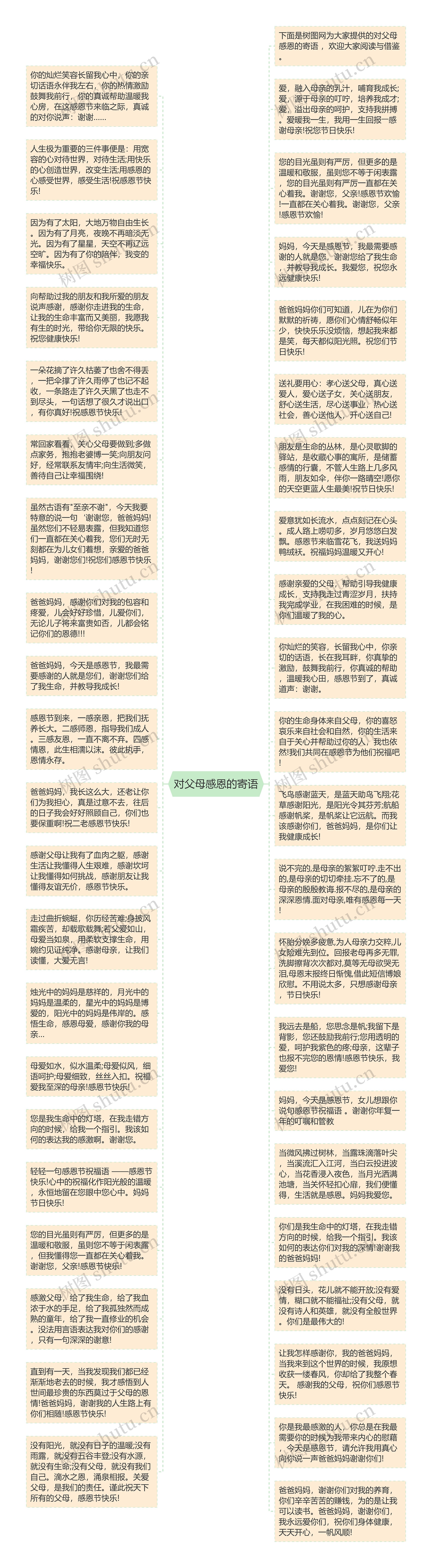 对父母感恩的寄语思维导图