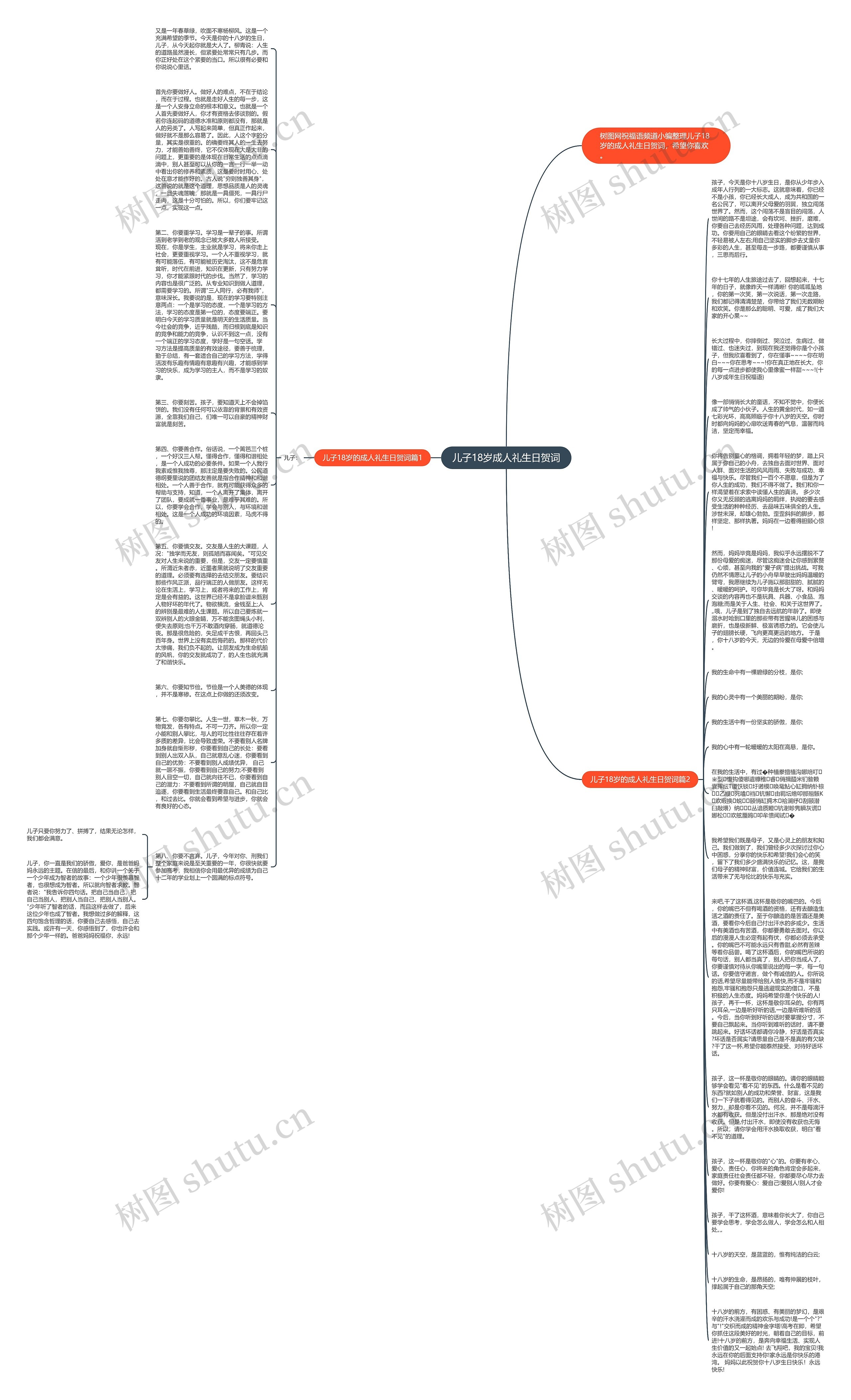 儿子18岁成人礼生日贺词思维导图