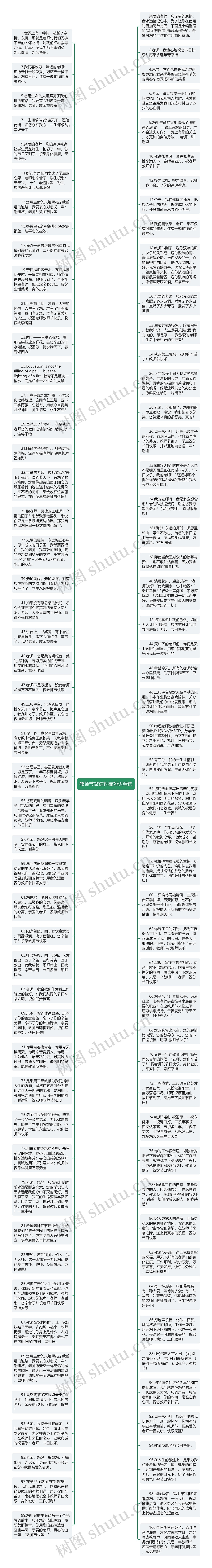 教师节微信祝福短语精选思维导图