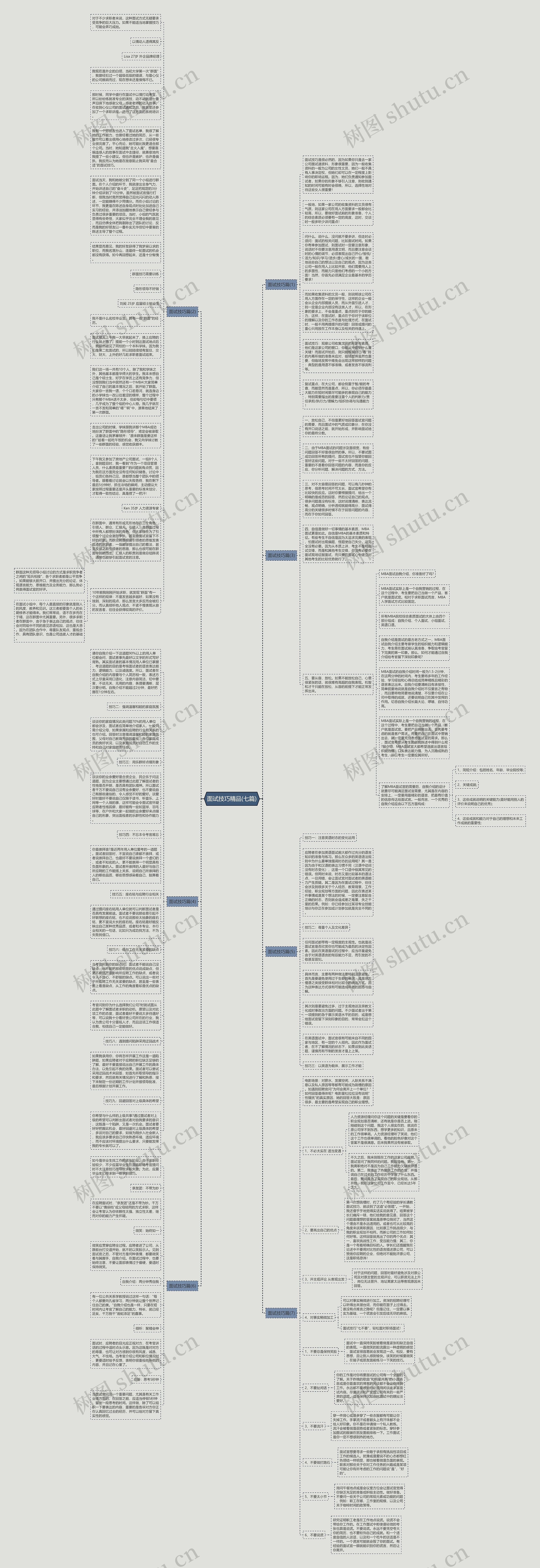 面试技巧精品(七篇)思维导图