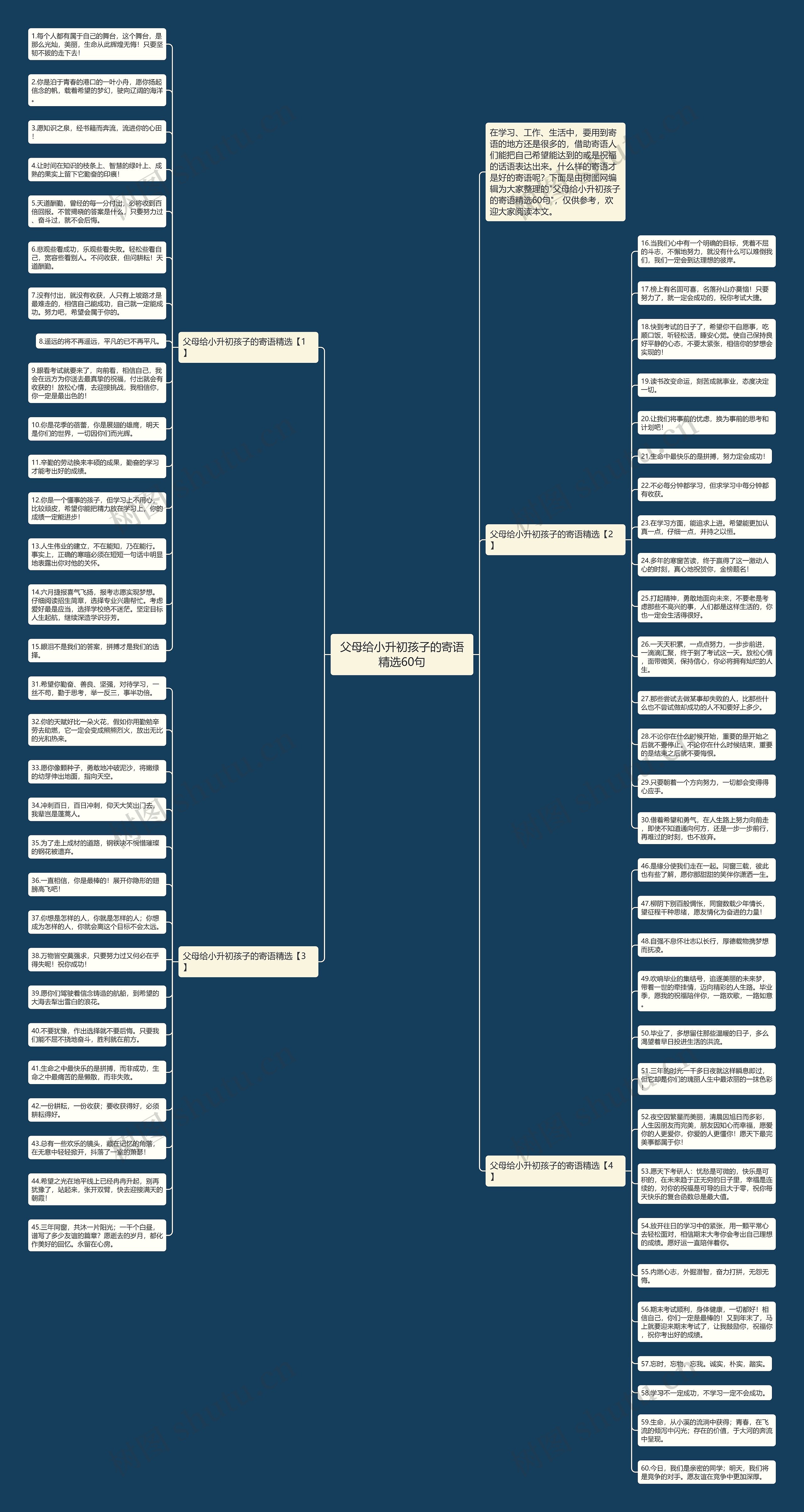 父母给小升初孩子的寄语精选60句思维导图