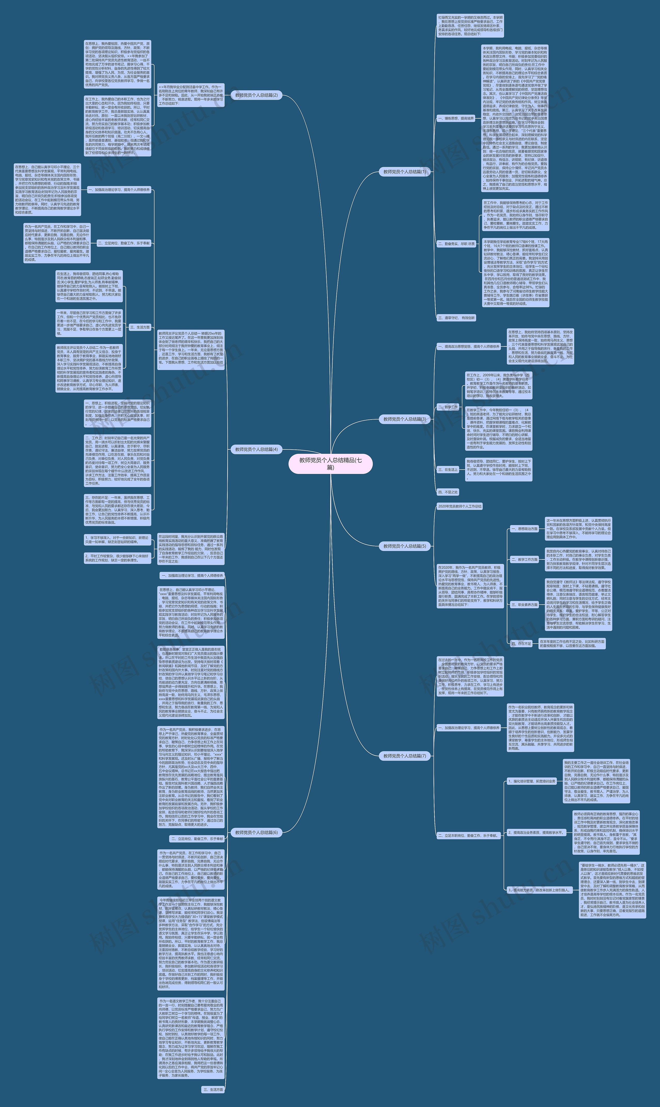 教师党员个人总结精品(七篇)思维导图