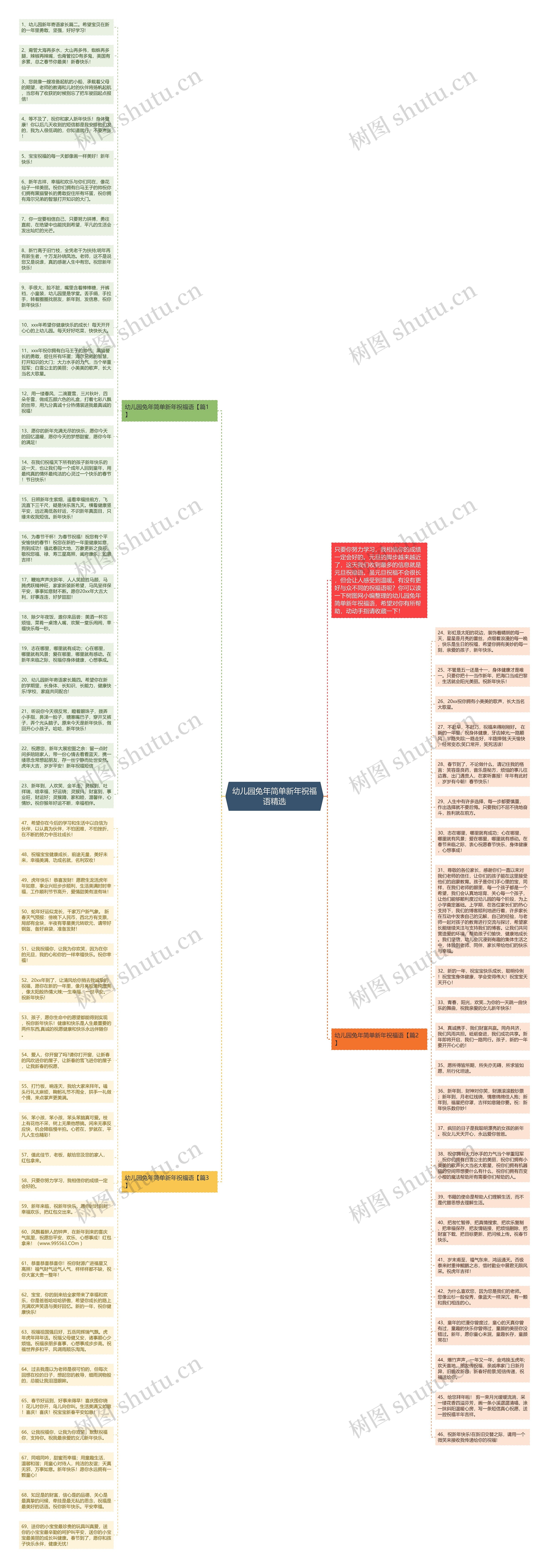 幼儿园兔年简单新年祝福语精选思维导图
