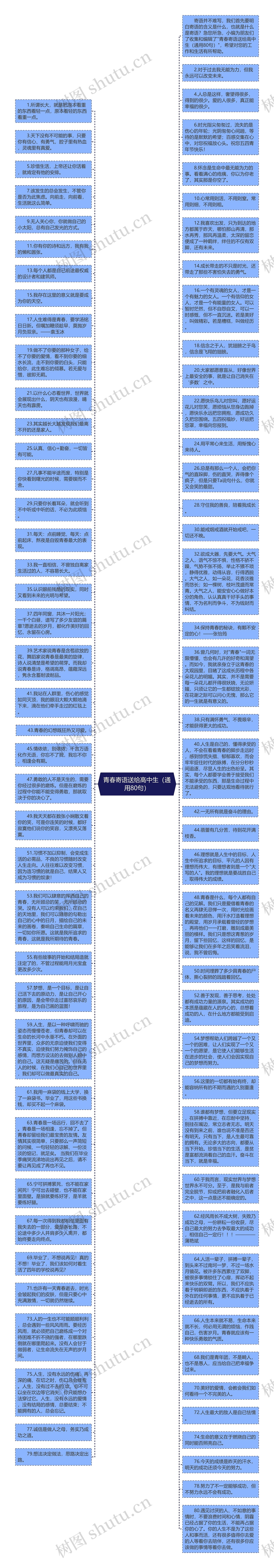 青春寄语送给高中生（通用80句）思维导图