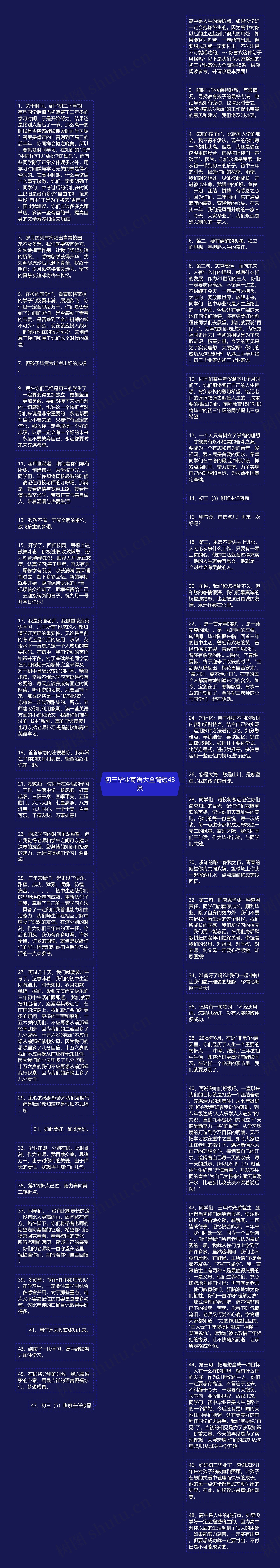初三毕业寄语大全简短48条