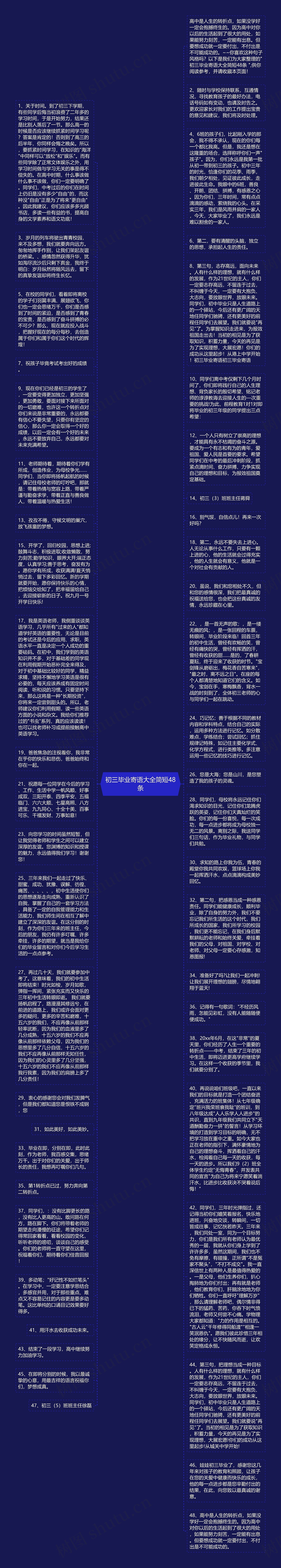 初三毕业寄语大全简短48条思维导图