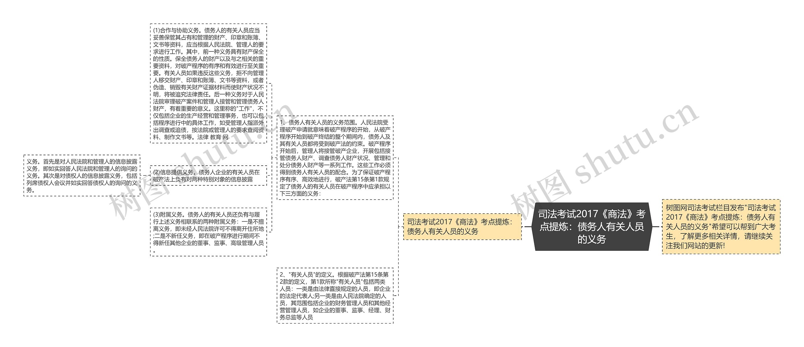 司法考试2017《商法》考点提炼：债务人有关人员的义务思维导图