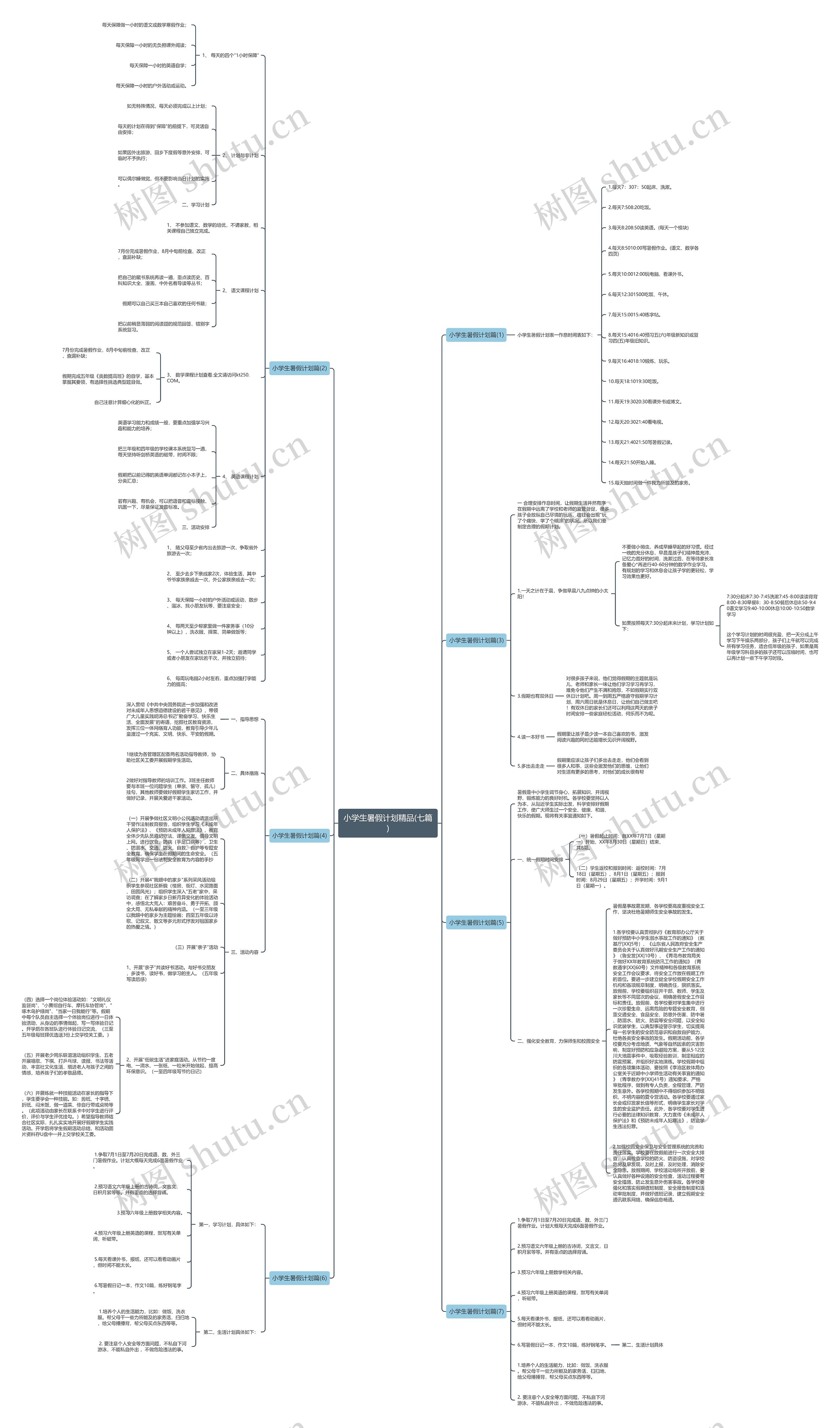 小学生暑假计划精品(七篇)思维导图