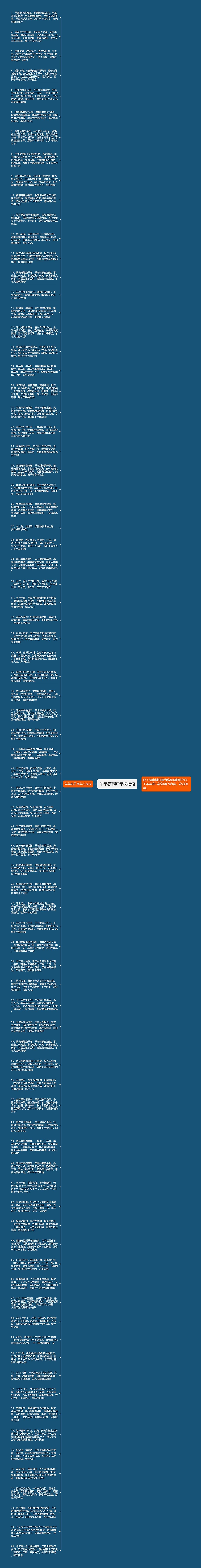 羊年春节拜年祝福语思维导图