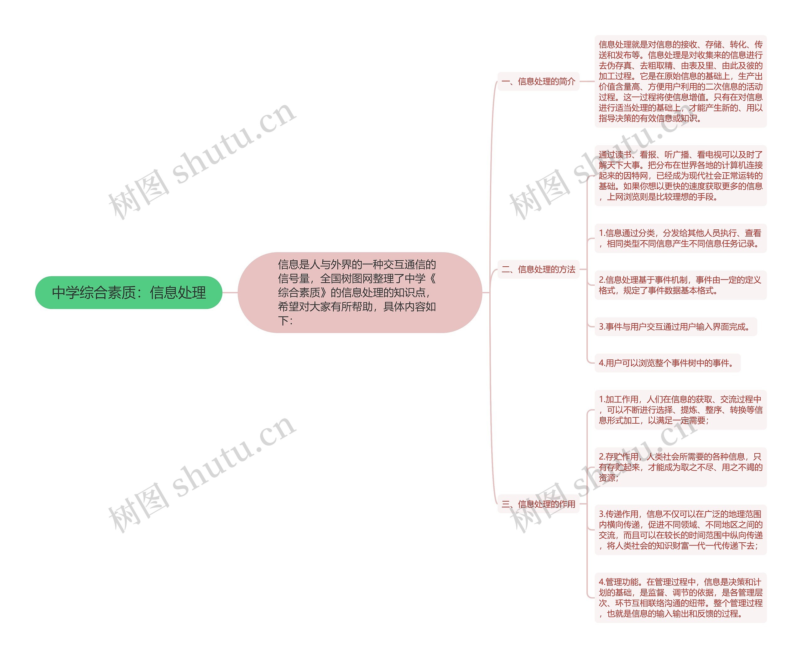 中学综合素质：信息处理思维导图