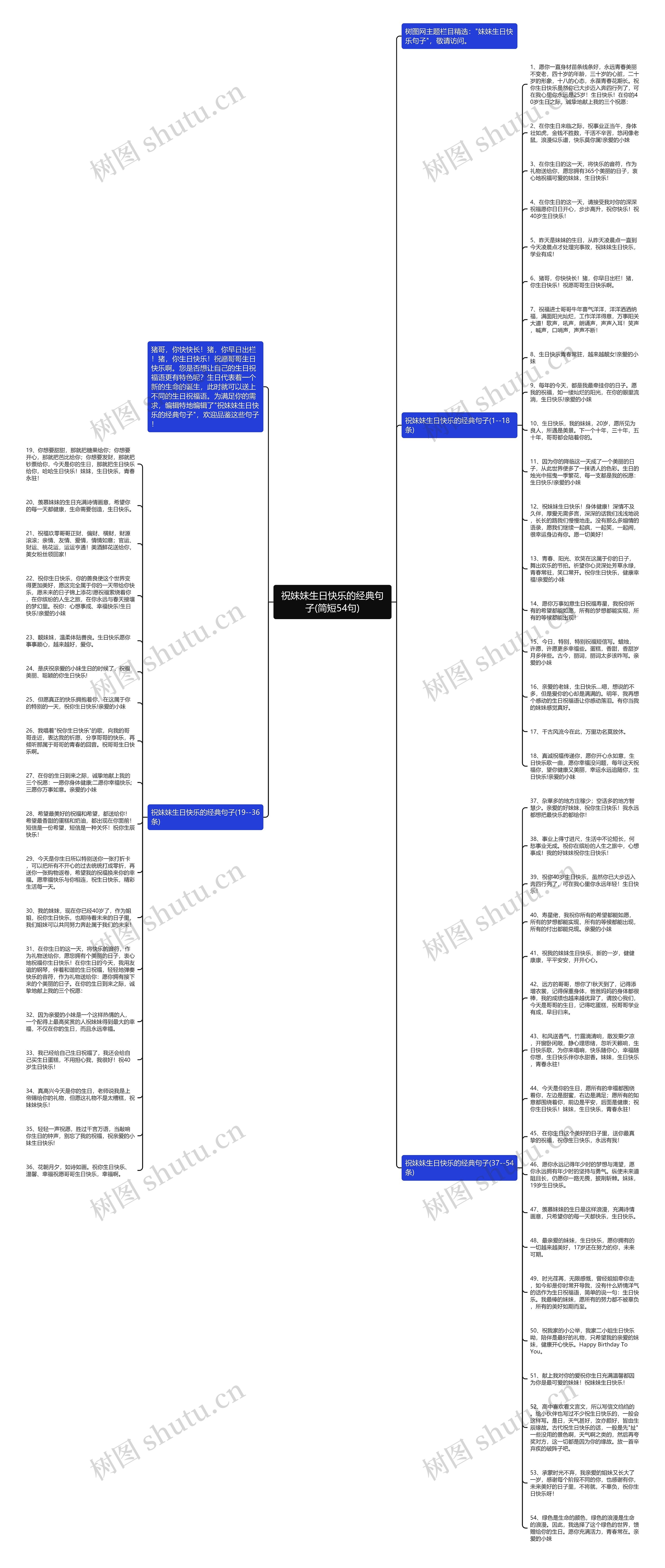 祝妹妹生日快乐的经典句子(简短54句)思维导图