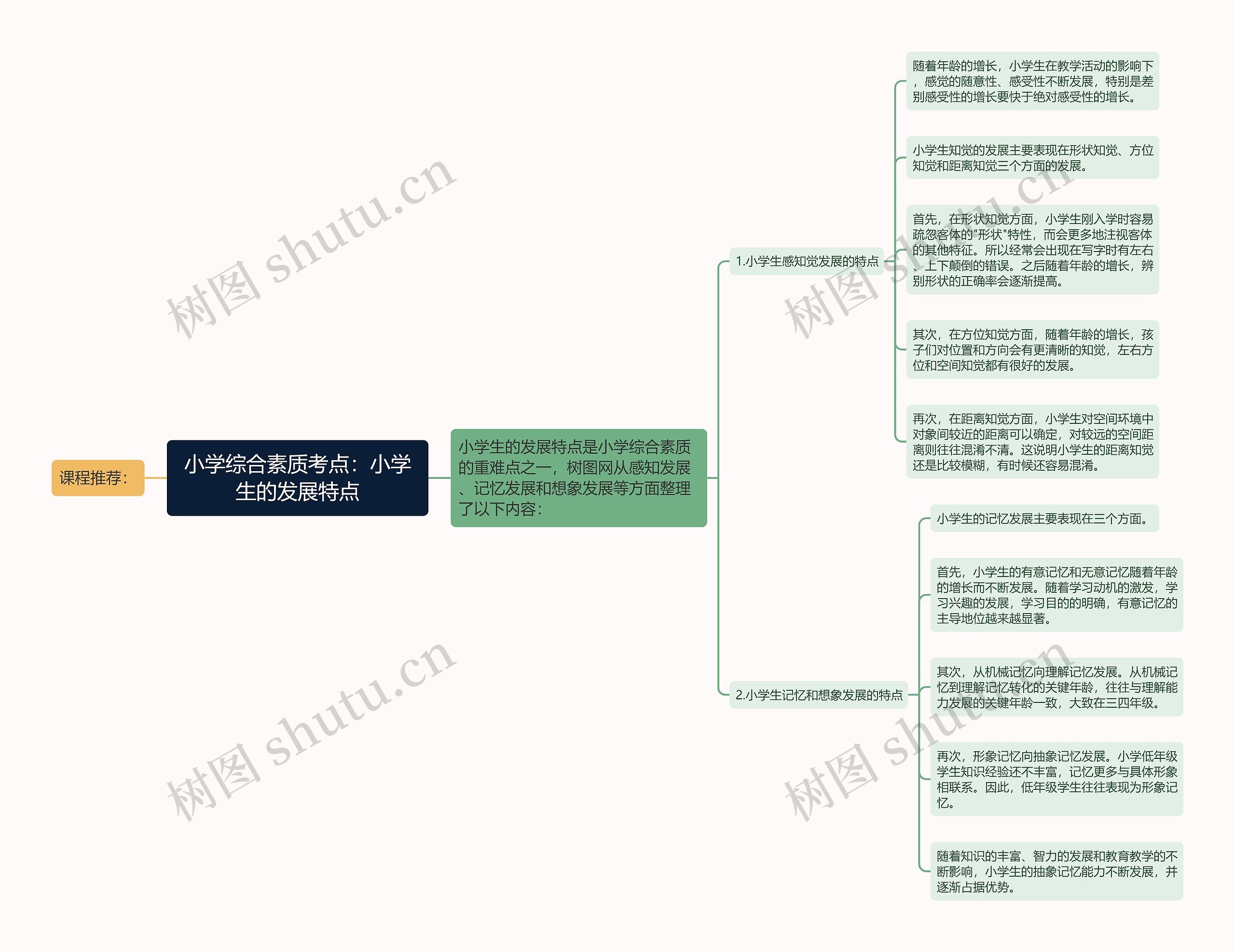 小学综合素质考点：小学生的发展特点思维导图