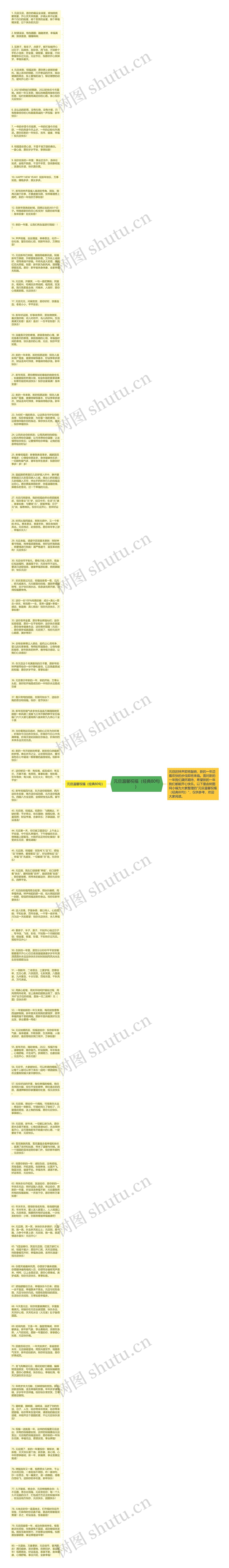 元旦温馨祝福（经典80句）思维导图