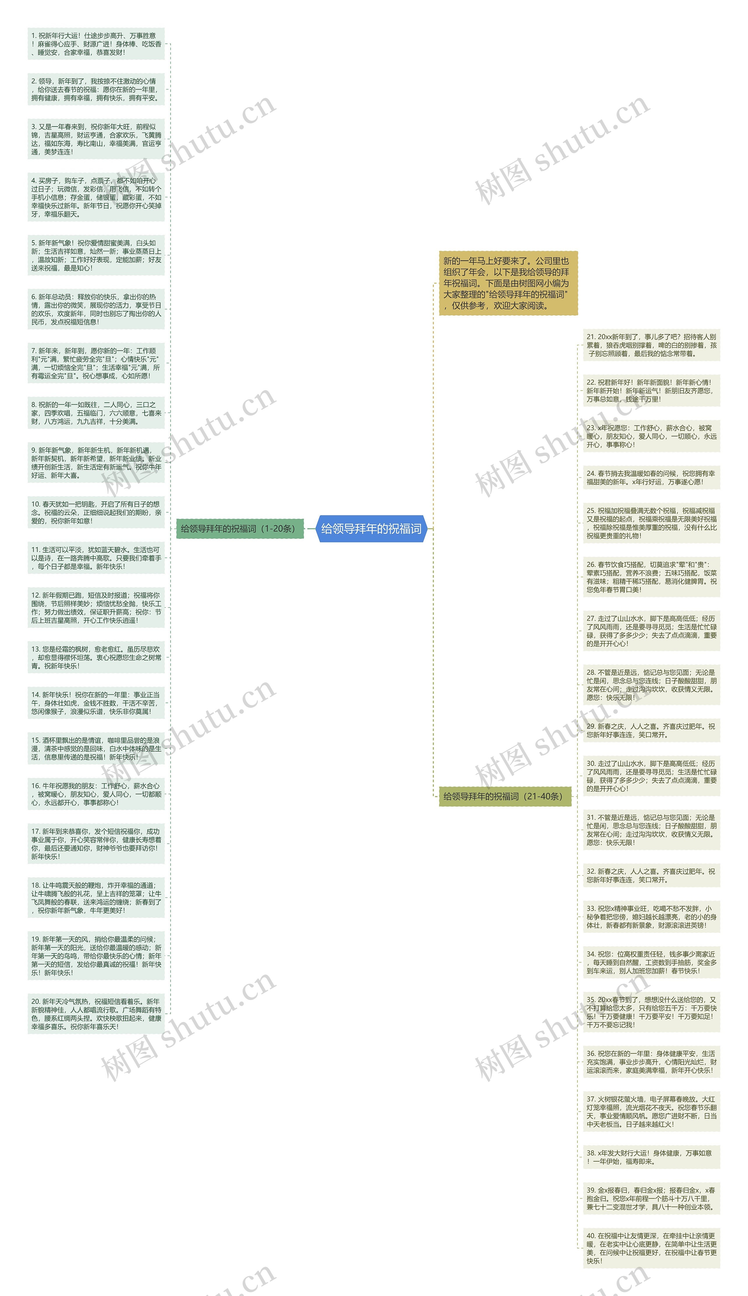 给领导拜年的祝福词思维导图