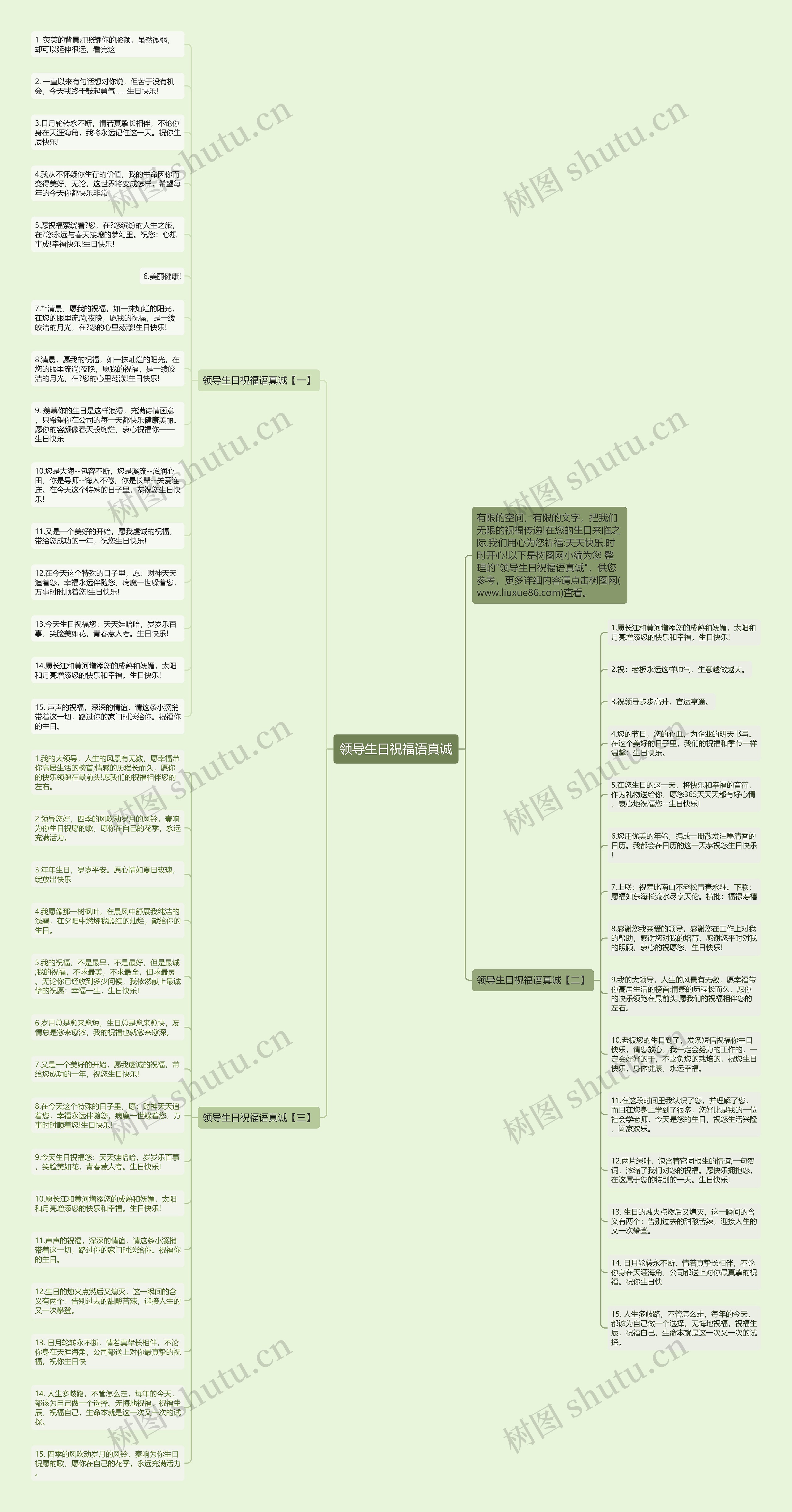 领导生日祝福语真诚思维导图