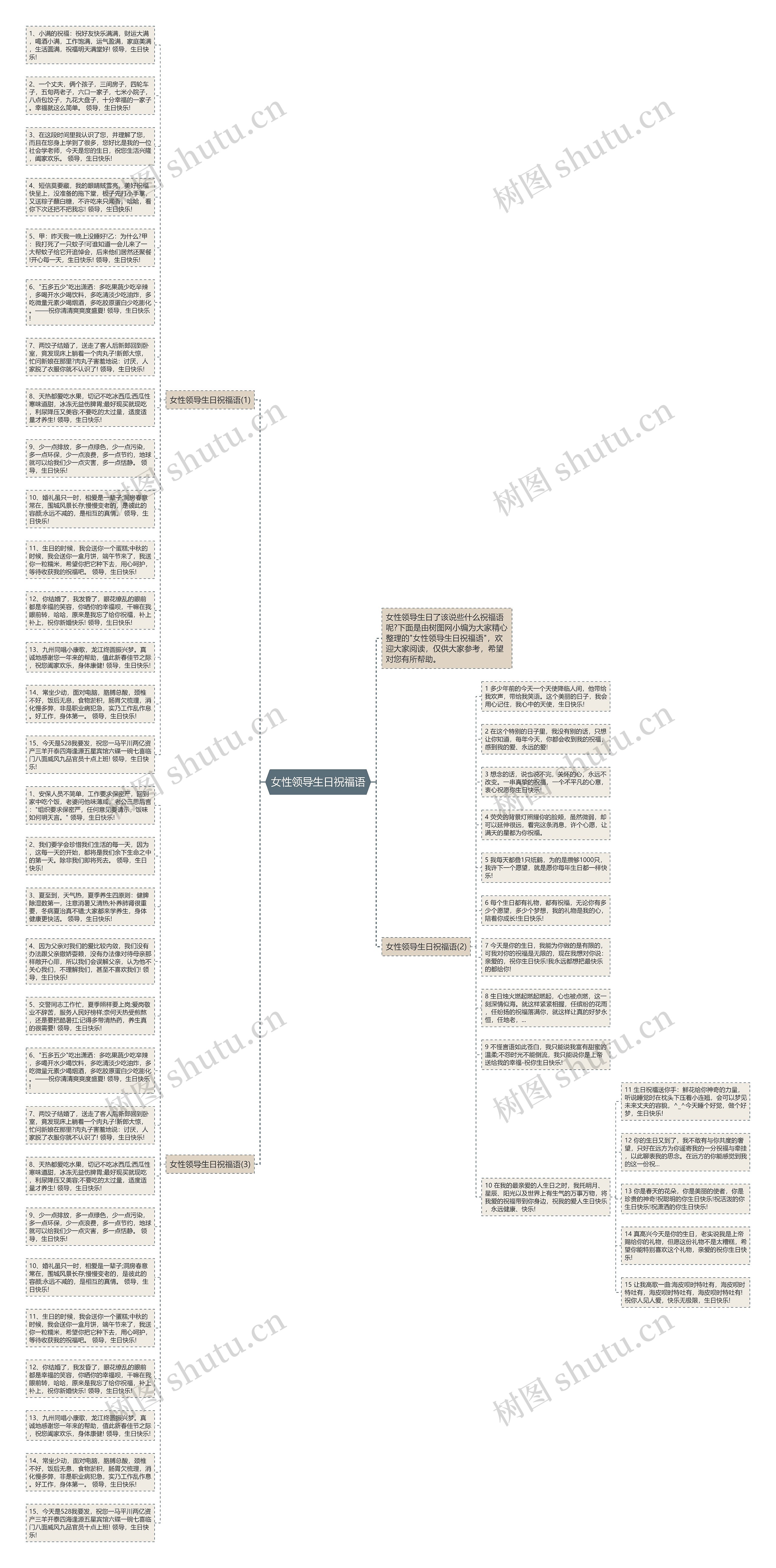 女性领导生日祝福语思维导图