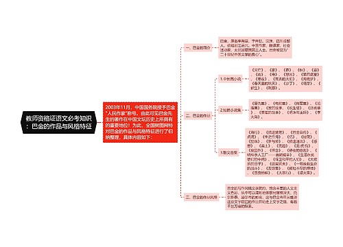 教师资格证语文必考知识：巴金的作品与风格特征