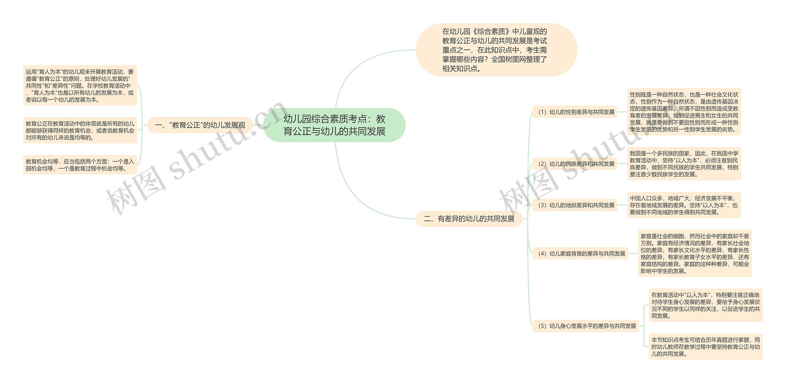 幼儿园综合素质考点：教育公正与幼儿的共同发展思维导图