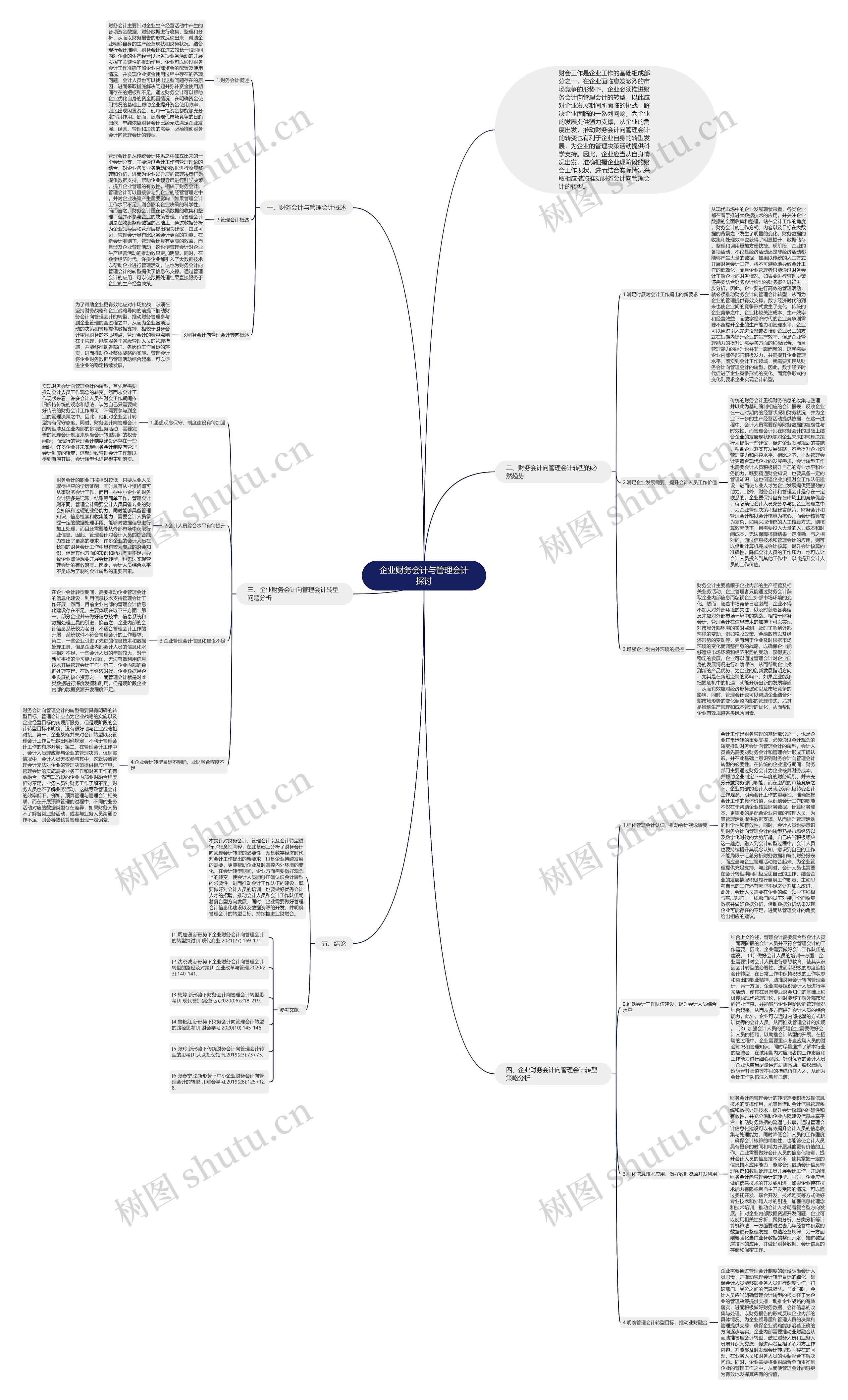 企业财务会计与管理会计探讨思维导图