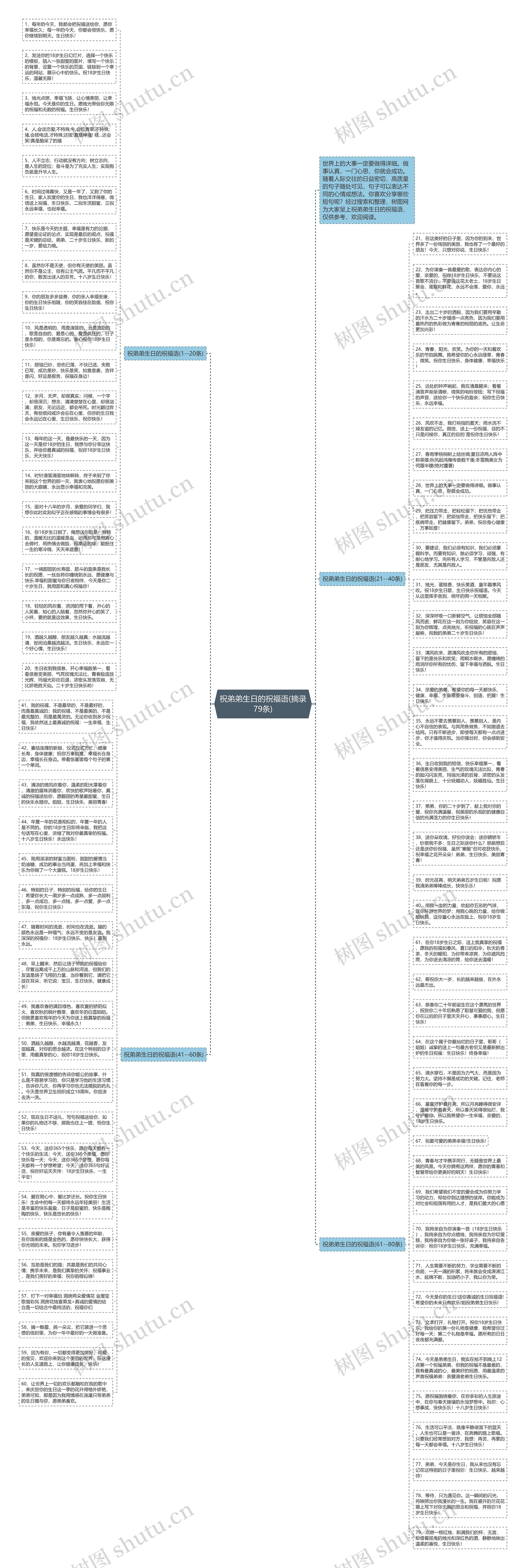 祝弟弟生日的祝福语(摘录79条)思维导图