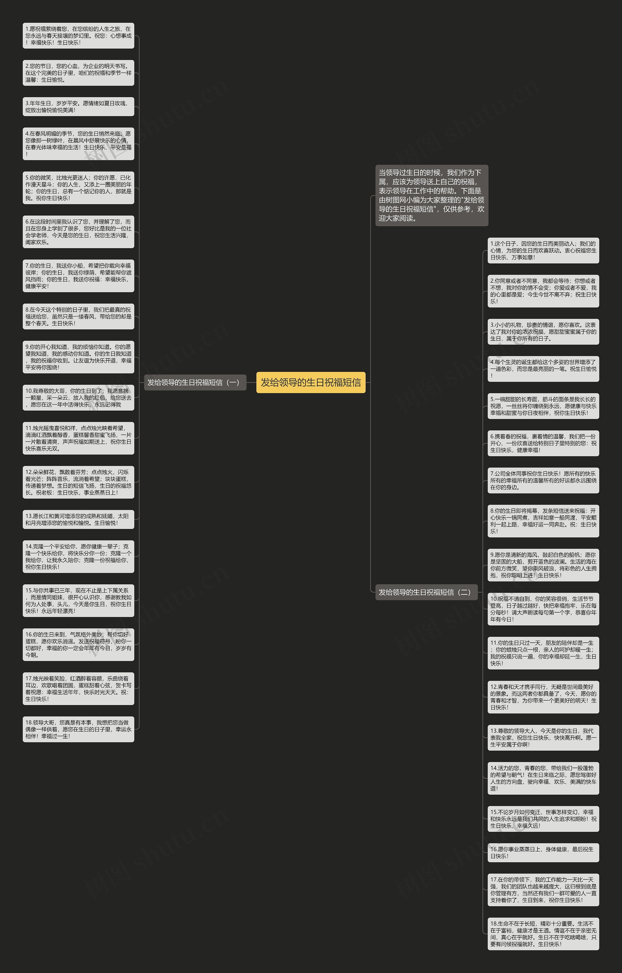 发给领导的生日祝福短信思维导图
