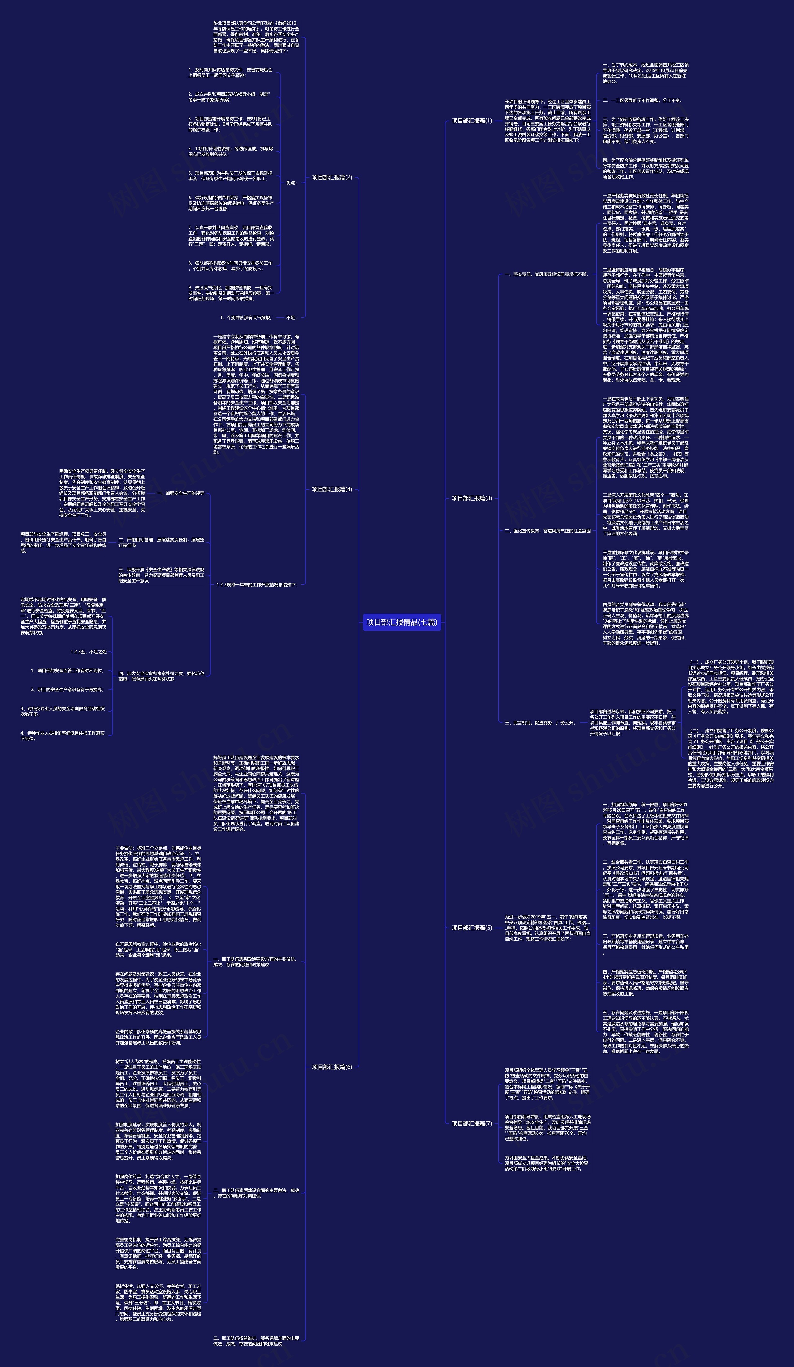 项目部汇报精品(七篇)思维导图