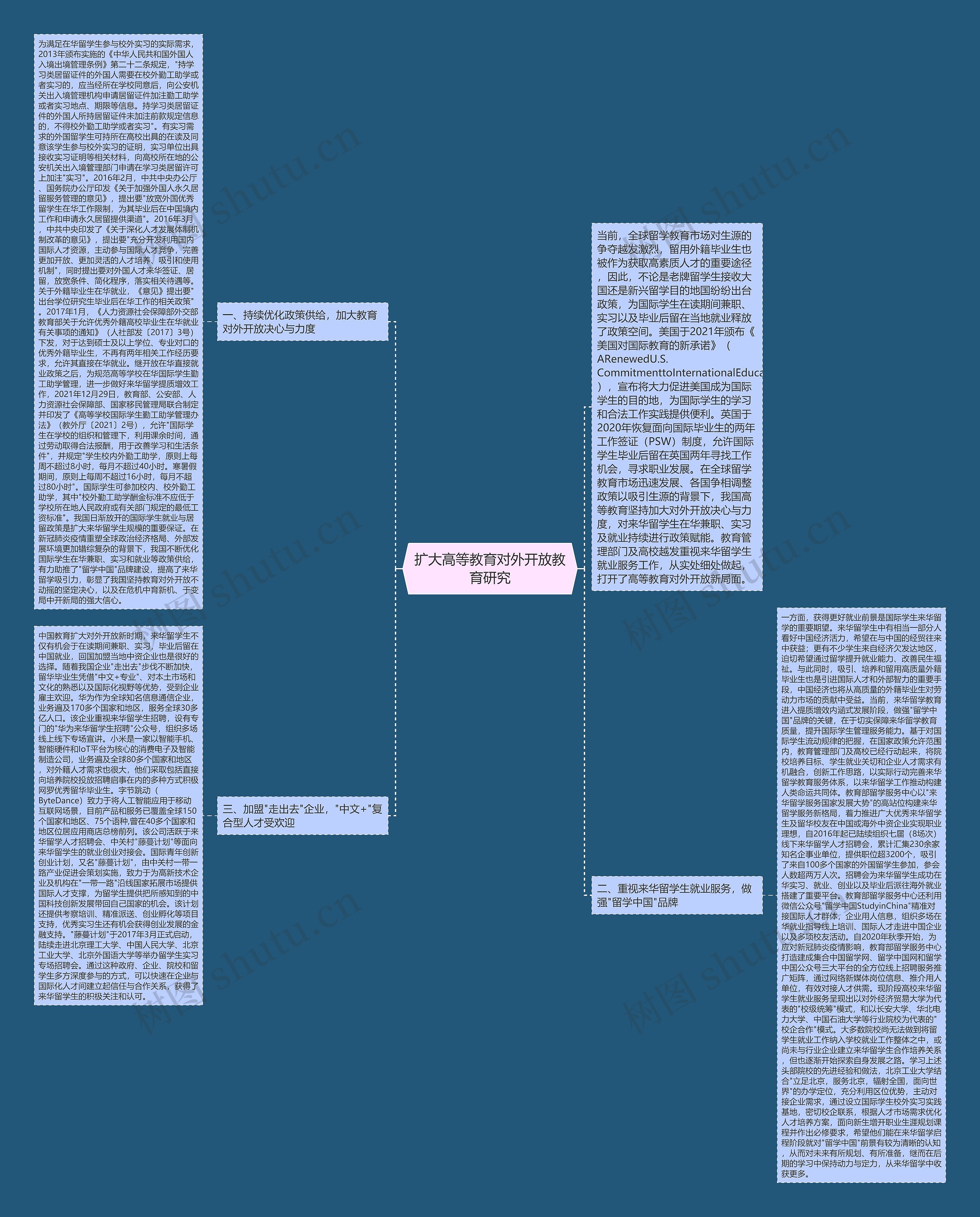扩大高等教育对外开放教育研究思维导图