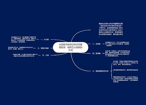 全国教师资格证考试网整理推荐：植物五大激素的作用