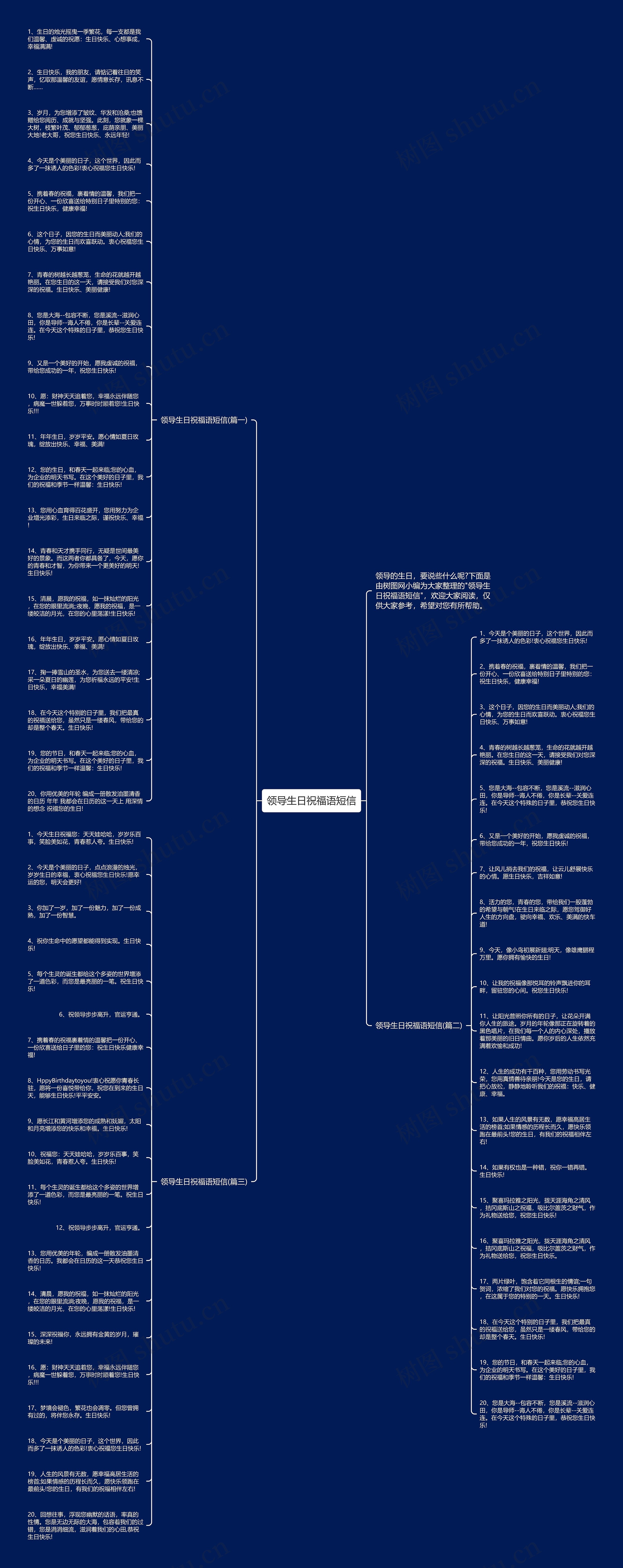 领导生日祝福语短信思维导图